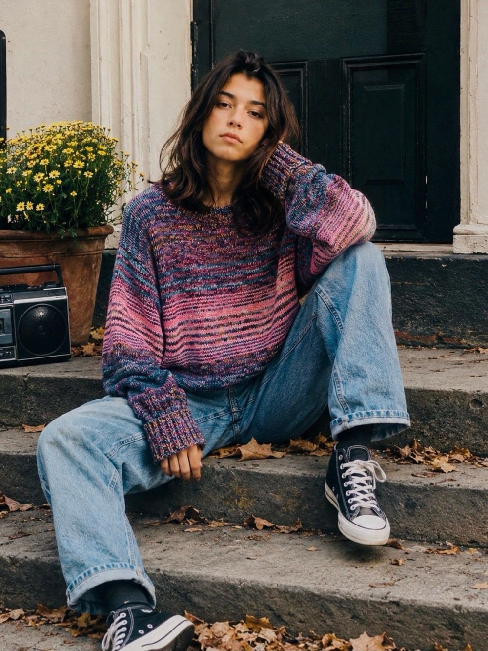 GAP for Good Multicolor Striped Knit Sweater Y2K 90s Grunge Eclectic Grandpa M